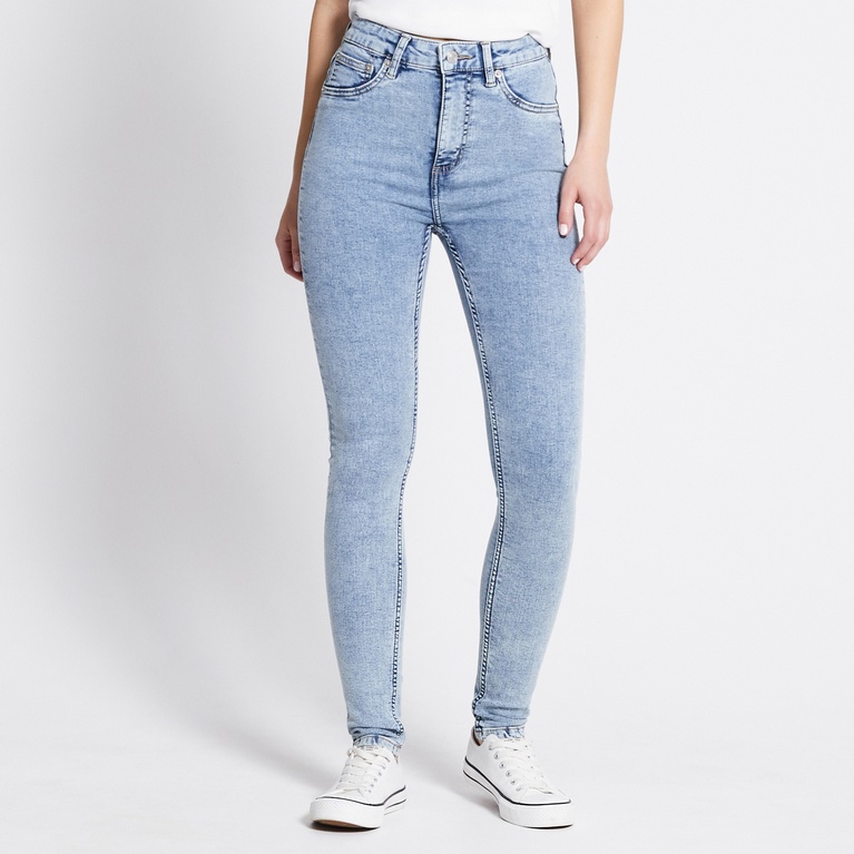 High waist skinny jeans "Snake" Washed out indigo